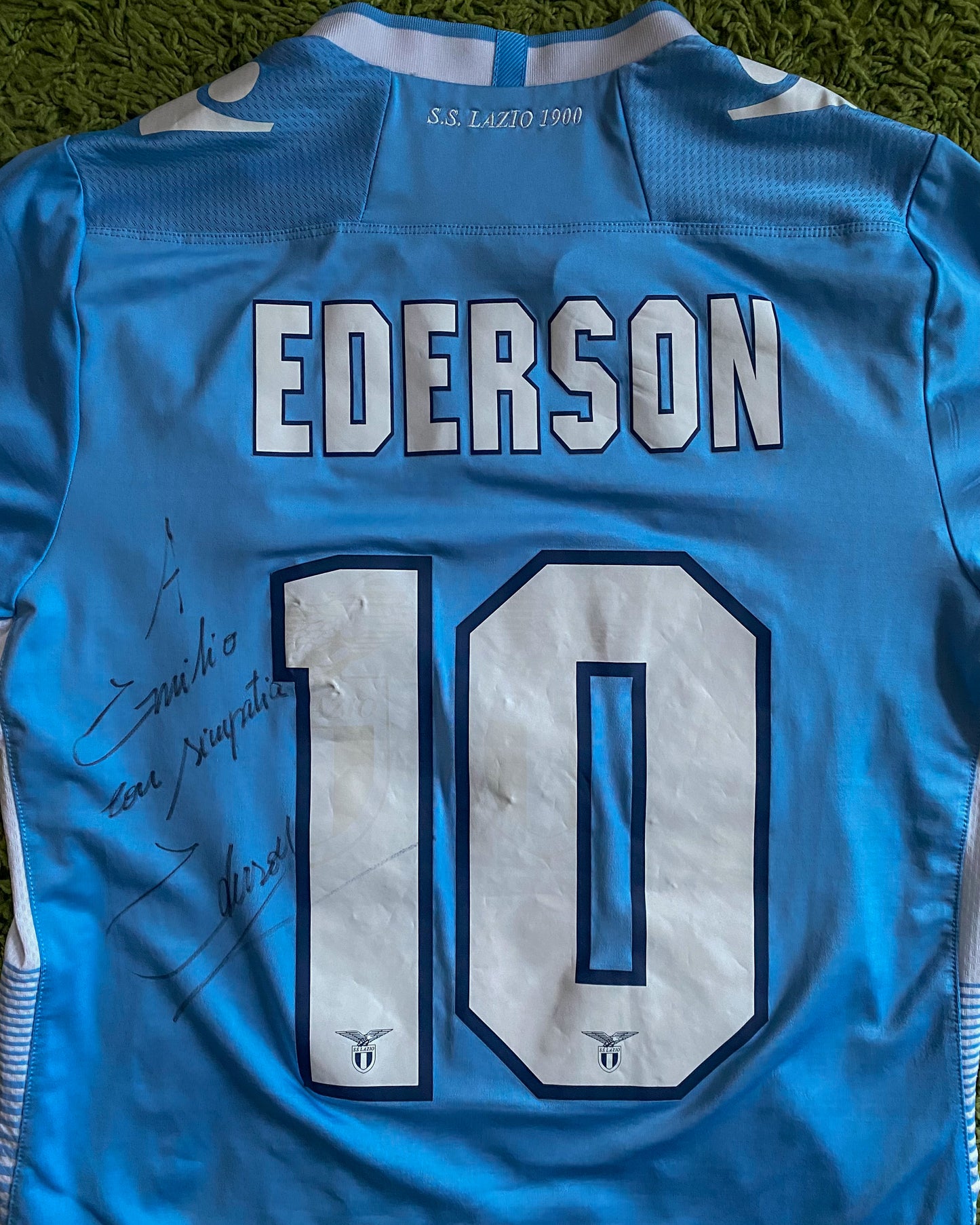 LAZIO ROMA - MATCHWORN & SIGNED EDERSON - 2013/2014 - HOME KIT - L